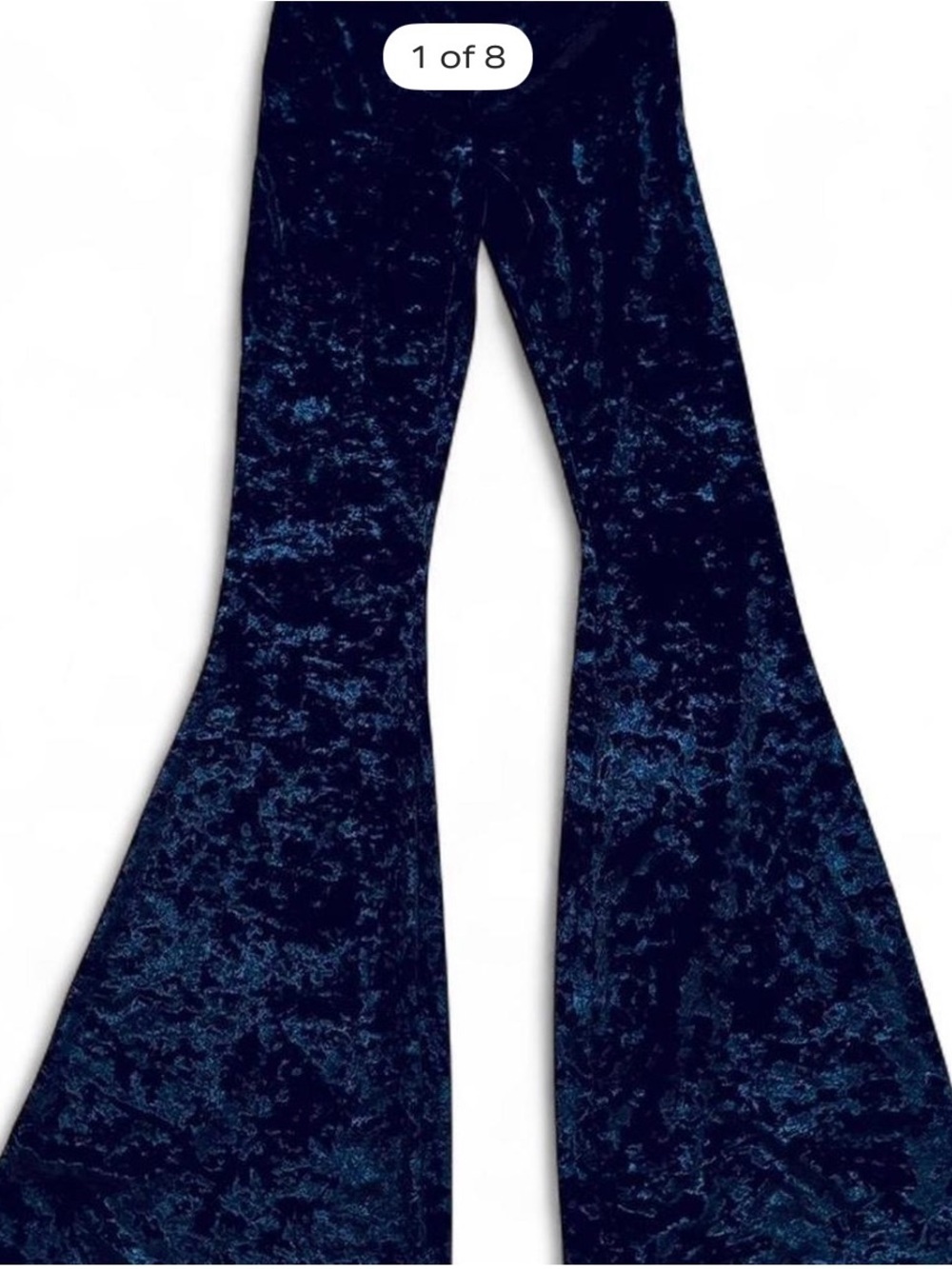 Handcrafted Miracle Eye Black Toro Genuine Crushed Velvet Flared Bell Bottoms XS